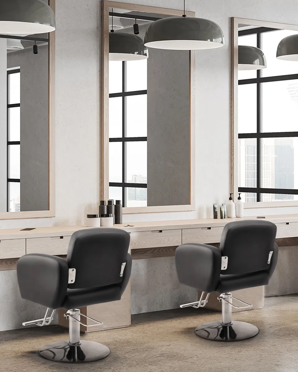 CO-Z Friseurstuhl Schwarz 41-56 cm Höhenverstellbar 360° Drehbar 250KG Barberstuhl