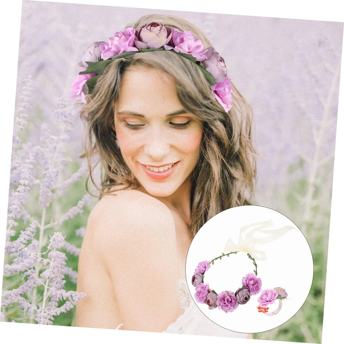 Beavorty 4sätze Blumenkranz Set Für Braut Mit Handgelenk Corsage Hochzeitsaccessoires Für Frauen Für Hochzeiten Fotografie Und Besondere Anlässe Farben