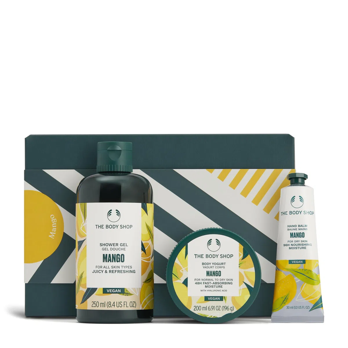The Body Shop Mango Essentials Pflegendes Hautpflege-Geschenkset, Duschgel, Körperjoghurt, Handbalsam, vegan