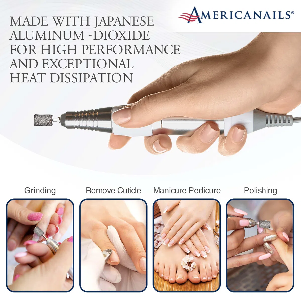 Americanails Pro-Serie Zebra Professionelle Schleifbänder für Acryl-Nagelfeilen-Bohrer, E-File Schleifbohrer-Set, Nagelpolitur und Feilen Werkzeuge – 100 Stück, feine Körnung 240