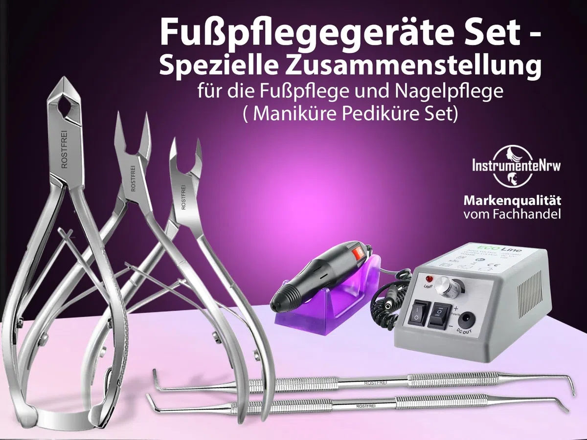 Fußpflegegerät elektrisches Pediküre-Set mit Nagelzangen-Set zur Fußpflege | 20.000 U/min für Fräserstifte Fußpflegeset zur Hornhautentfernung Maniküre Handpflege für gepflegte Füße und Fingernägel