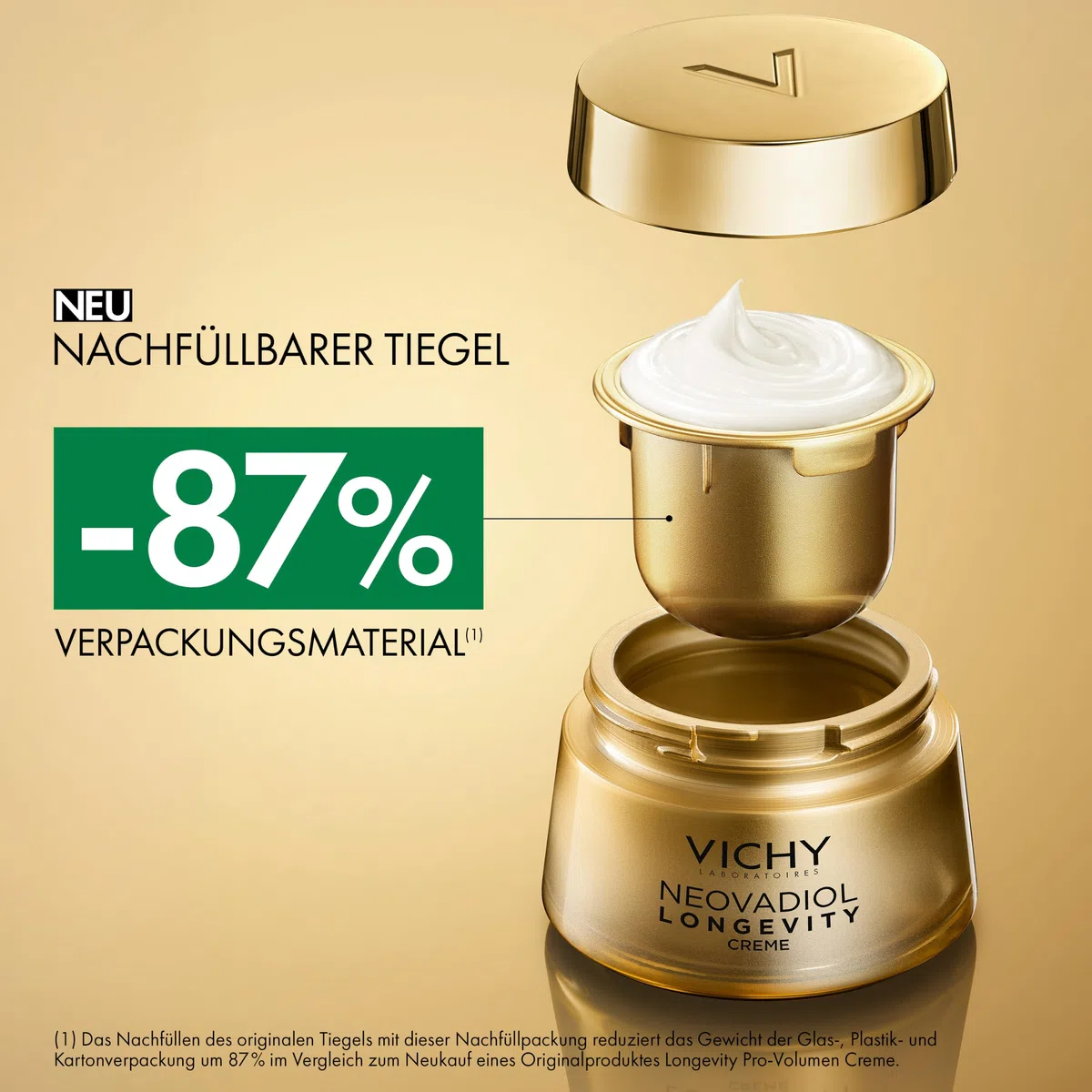 Vichy Neovadiol Longevity Pro-Volumen Creme, Aufpolsternde Anti-Aging-Creme, Regenierierende, feuchtigkeitsspendende und straffende Gesichtspflege, Für reife Haut, Nachfüllbar