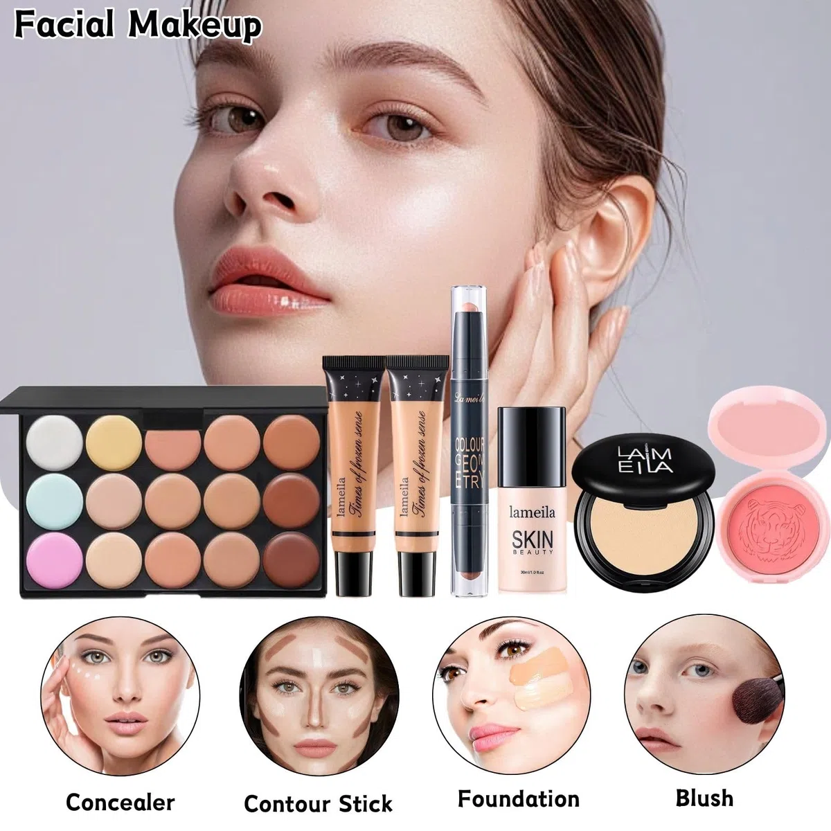 44-teiliges Makeup Set für Damen, All-in-One Schmink-Koffer mit Lidschatten Palette, Concealer, Lippenstift, Foundation, Makeup Pinsel & Tasche, Kosmetik Set Geschenk für Anfänger und Profis