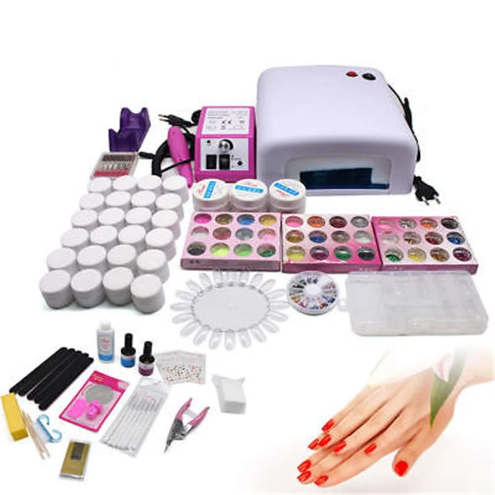 Nagelstudio UV Gel Set Einsteigerse UV Lampe Nailart Nageldesign Starterkit 36W Lichttherapiegerät Gel Nagel Set für künstliche Fingernägel und Anfänger mit UV Farbgel, Nail Art, Nail Polish