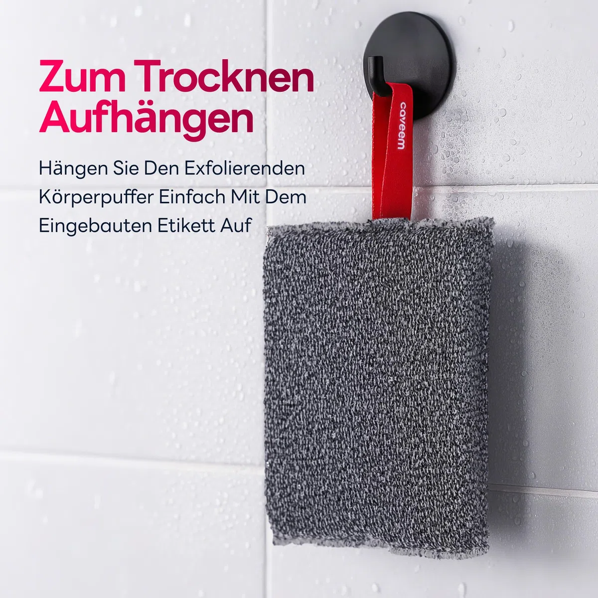 CAVEEM Peeling-Körperschwamm, Rauer Körper-Exfoliator zum Entfernen Abgestorbener Haut, Quadratischer Duschschwamm für Herren, Starker Bade- & Körperpuffer (2er-Pack)