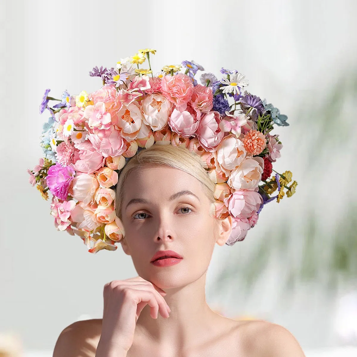 Blumenhaar Reif, Blumenstirnband Kopfbedeckung von Blumenkronen | Festival Kopfbedeckung, Mode Hochzeitskopfschmuck, Kostüm Kopfstück für erwachsene Damen