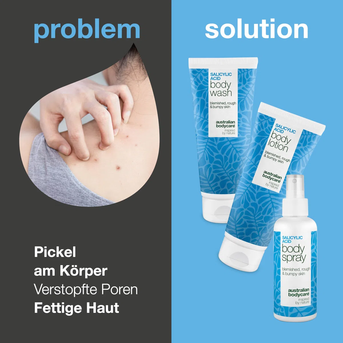 Anti Pickel Körperpflege Set mit Salicylsäure 3 Produkte Bundle