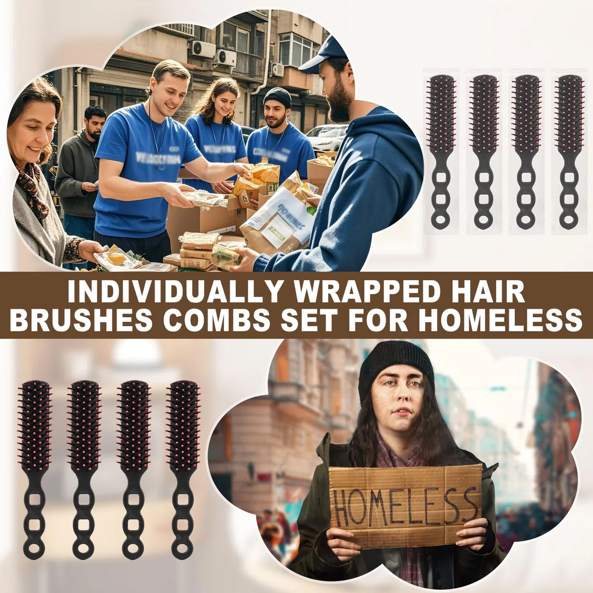 Haarbürsten für Obdachlose, einzeln verpackt, Haarbürste für lockiges Haar, geeignet für Obdachlose, Unterschlupf, Air Bnb/Hotel/Gästewohnung (72 Stück)