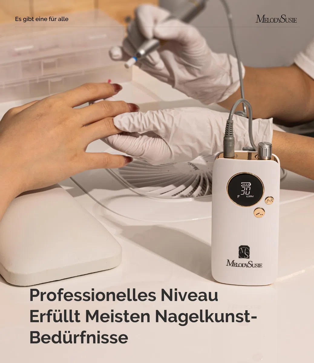MelodySusie Tragbarer Nagelfräser 30000 RPM, SC320F Professionelle Kabellose Elektrische Nagelfeile für Acrylnägel Gel Polieren Entfernen, Efeile Nagelset für Maniküre Salon Zuhause (Weiß/Gold)