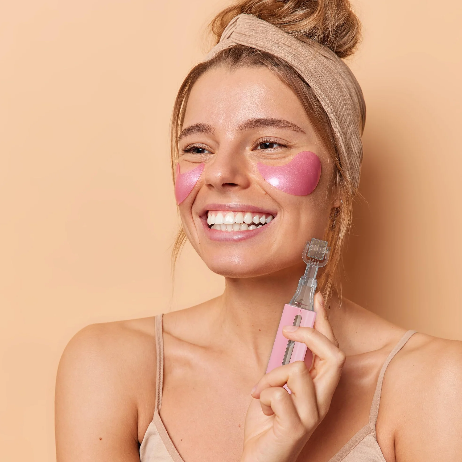 HAMINOS Derma roller 0,25 mm mit Tank für Lippen, Haut, Haare, Falten, Dehnungsstreifen, Hyperpigmentierung SOFORTIGE SERUMANWENDUNG, 105 Titannadeln
