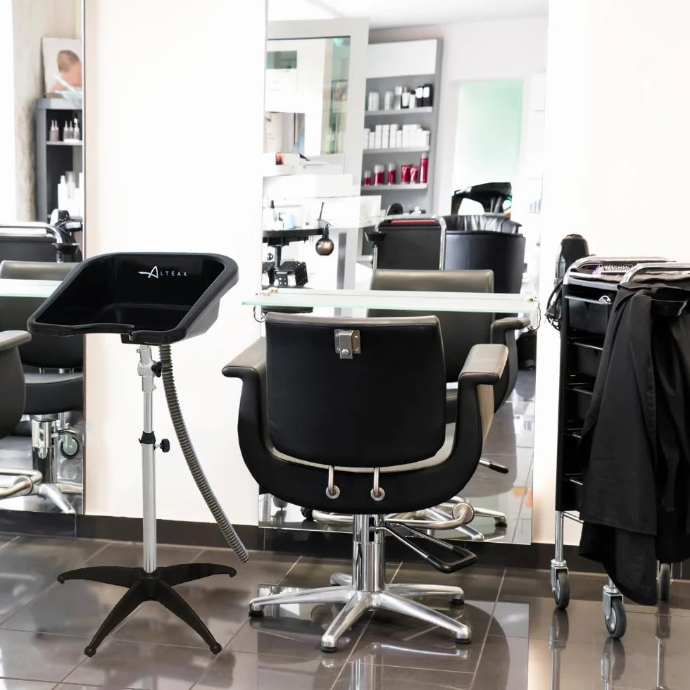 Altéax Tragbares Haarwaschbecken für Friseure - Verstellbar in Höhe und Neigung, Ergonomisches Design für Behinderte - Professionelles Haarwaschbecken
