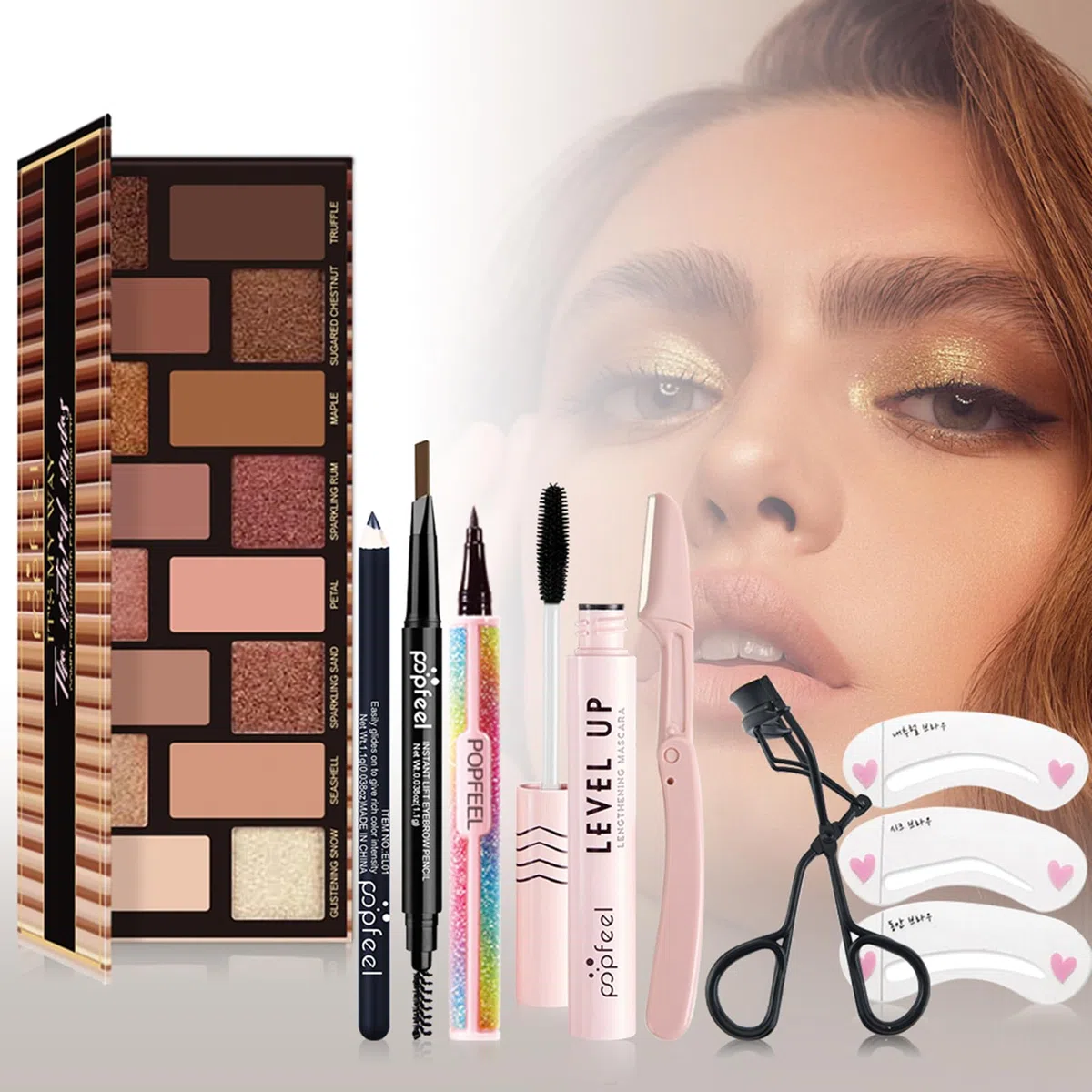 All-in-One Kosmetik Schmink Kit für Gesicht, Augen und Lippen, Multifunktions Make-up Geschenkset mit Lidschatten Palette, Lippenstift, Concealer, Grundierung, Mascara, Pinsel - Kit 158