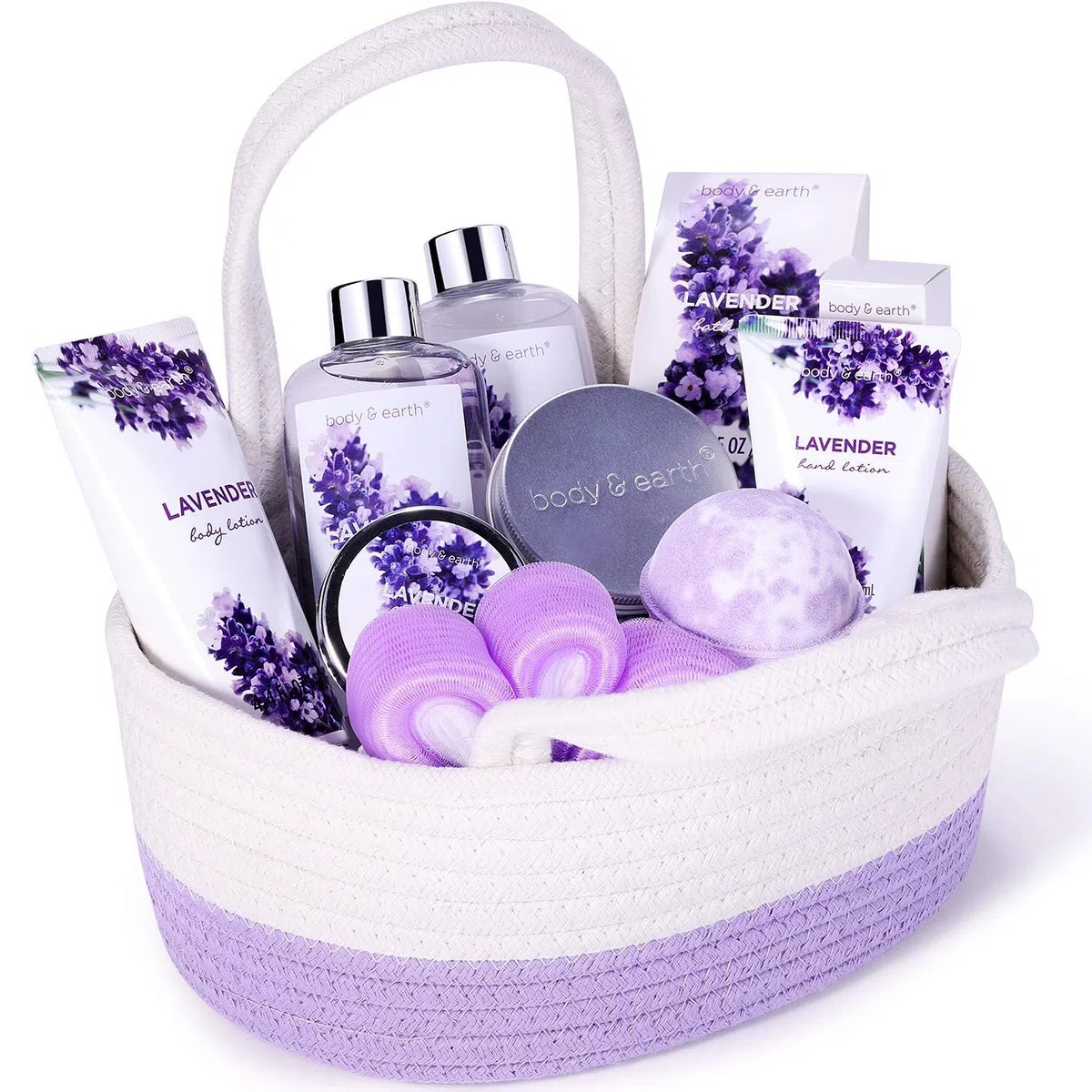 BODY & EARTH Geschenkset für Frauen 11 tlg. Badeset Lavendel Duft Wellness Set