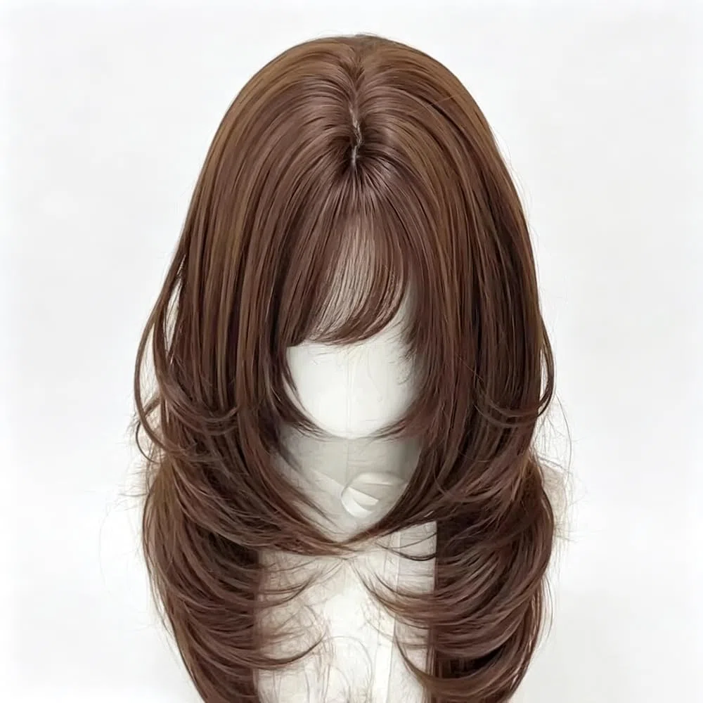 Haarpflege Perücke Für Frauen 50,8 Cm Lange Haarschichten Perücken Mit Pony Hochtemperaturfasern