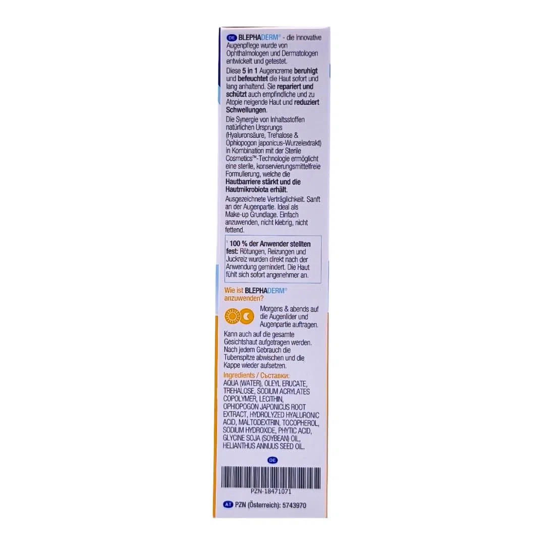 BLEPHADERM Beruhigende Creme für Augenlider & Augenpartie 3x 40 ml | Sterile Augenpflege | Für empfindliche & trockene Haut | Ohne Duft- & Konservierungsstoffe | parfümfrei I mit Pharma Perle Duschgel