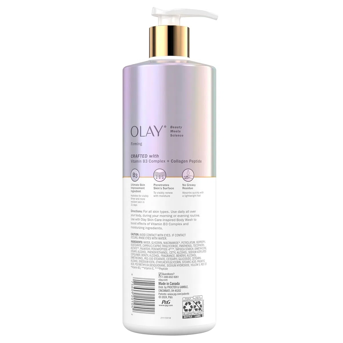 Olay Firming & Hydrating Body Lotion with Collagen, 17 fl oz Pump (Pack of 4)