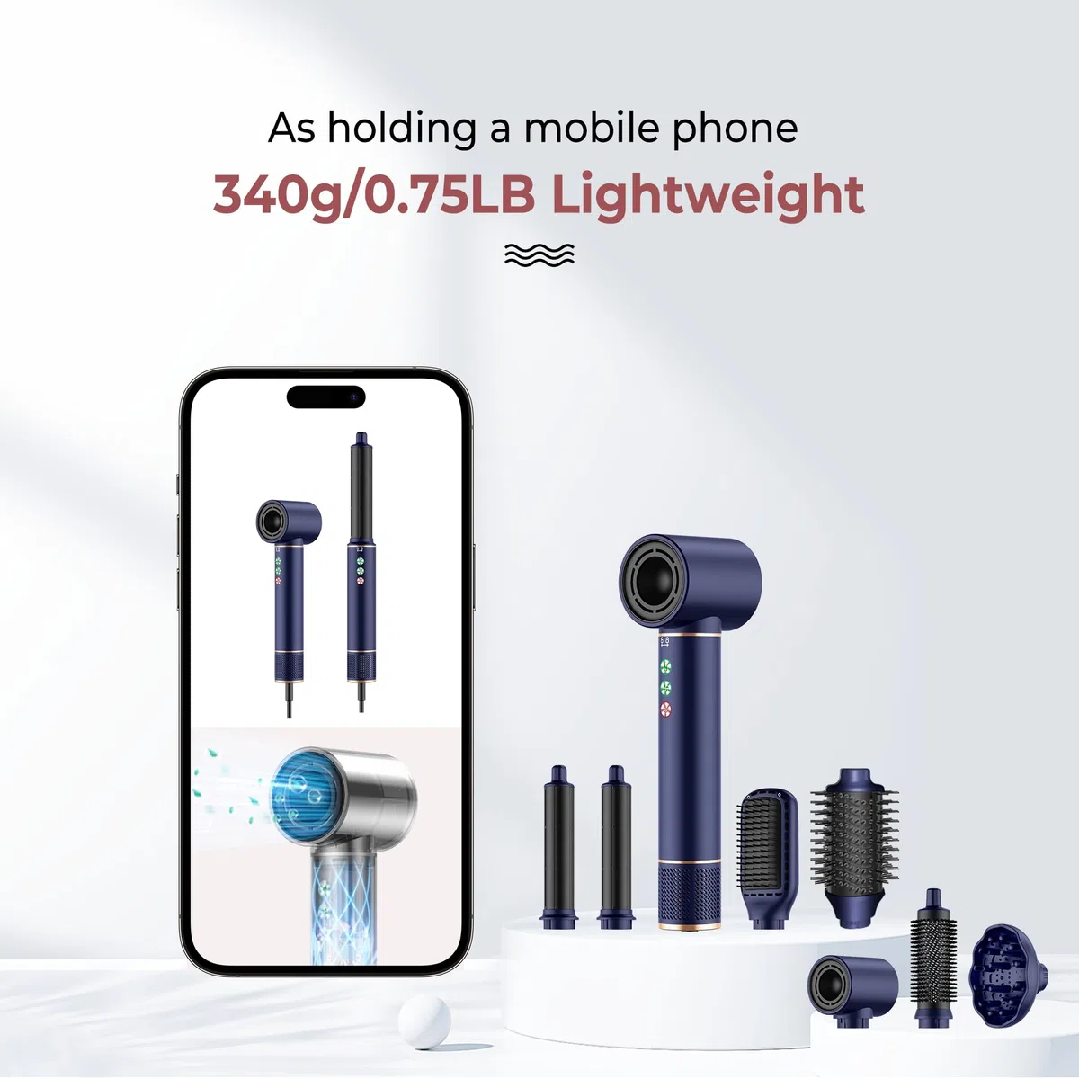 Air Styler 7 in 1 Hair Styler set, 110000 U/Min Haartrockner 1300W High Speed Föhn Mit Diffusor, Warmluftbürste, Lockenstab Automatisch, Glätteisen, Zum Styling, Volumisieren, Locken und Glättenair