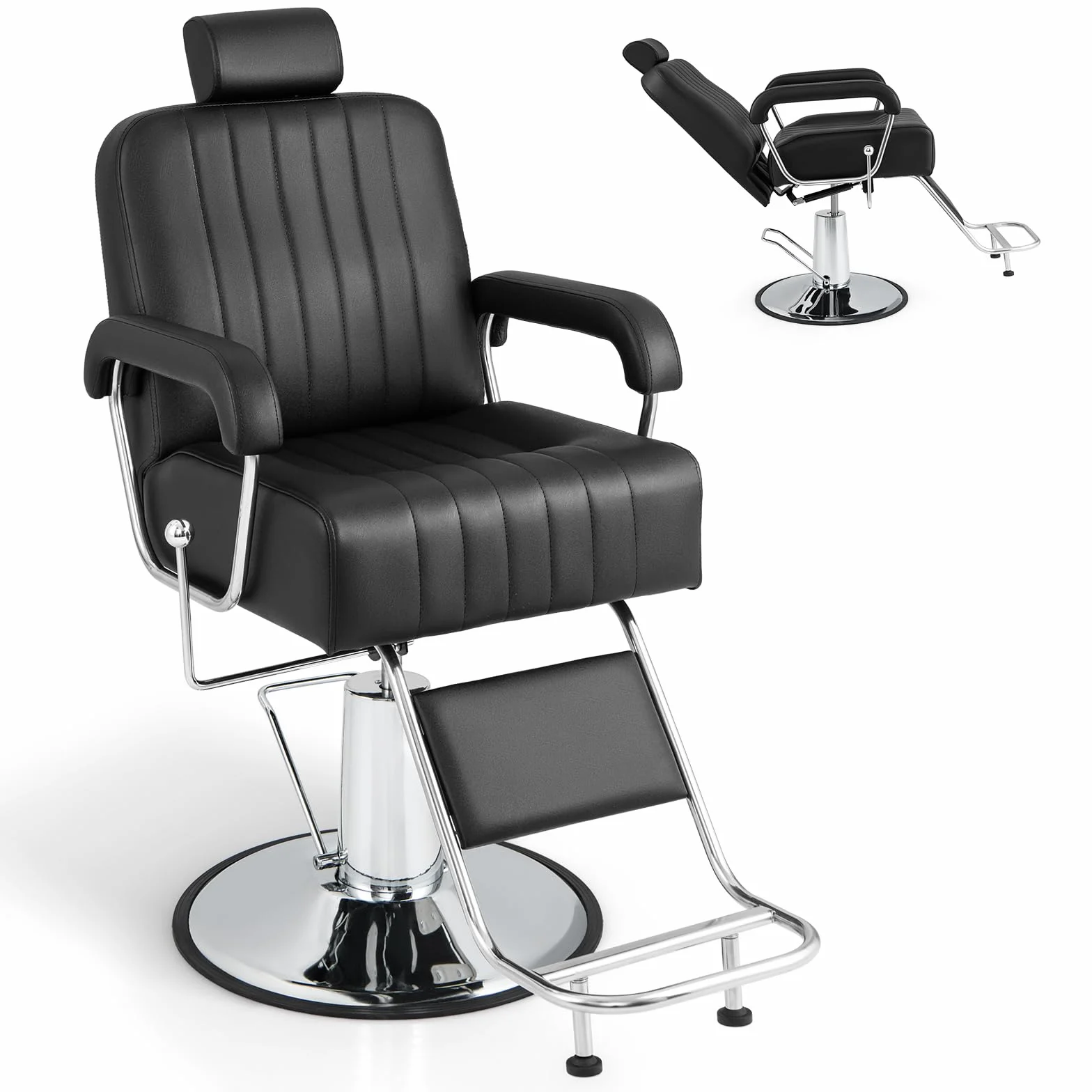 RELAX4LIFE Friseurstuhl mit Hydraulischer Pumpe, Salonstuhl Kippbar Höhenverstellbar 360° Drehbar, bis 150kg