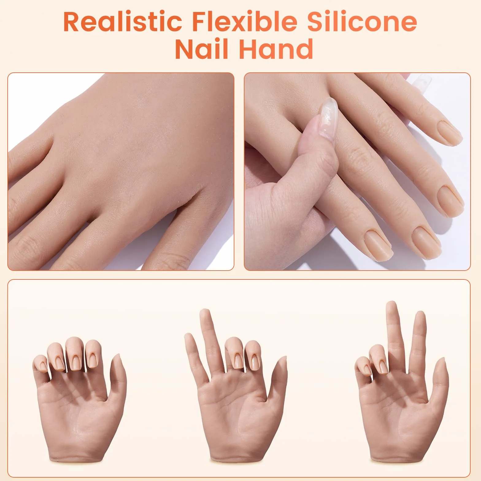 Deciniee Silikon Übungshand für Nageldesign: Flexibel Training Falsche Nägel Übungshand mit Stück Nagelspitzen/Nagel Pinsel/Nagelfeile- Nagelhandübungsmodell- Acryl Nagel-Set für Nagelmaniküre