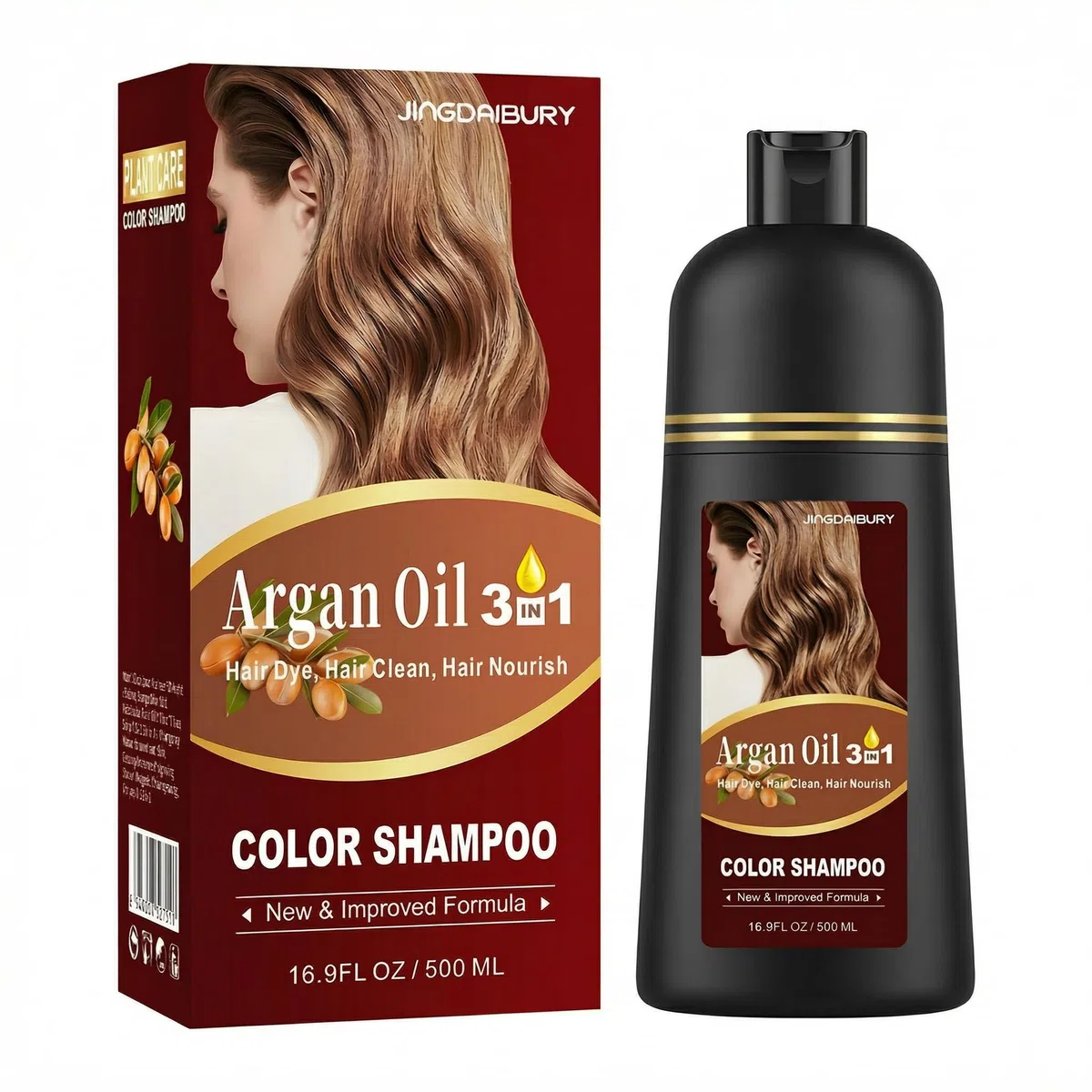 Black Arganöl Haarfarbe, 50 ml, 3-in-1-Farb-Shampoo, einfach anzuwenden, Schwarz