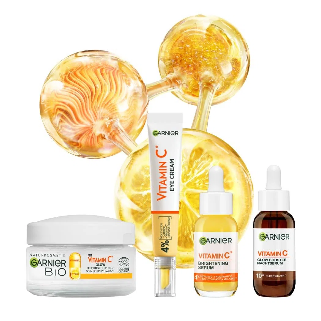 Garnier SkinActive Coffret Max Glow Booster Set Vitamin C Serum Augenpflege Nachtserum