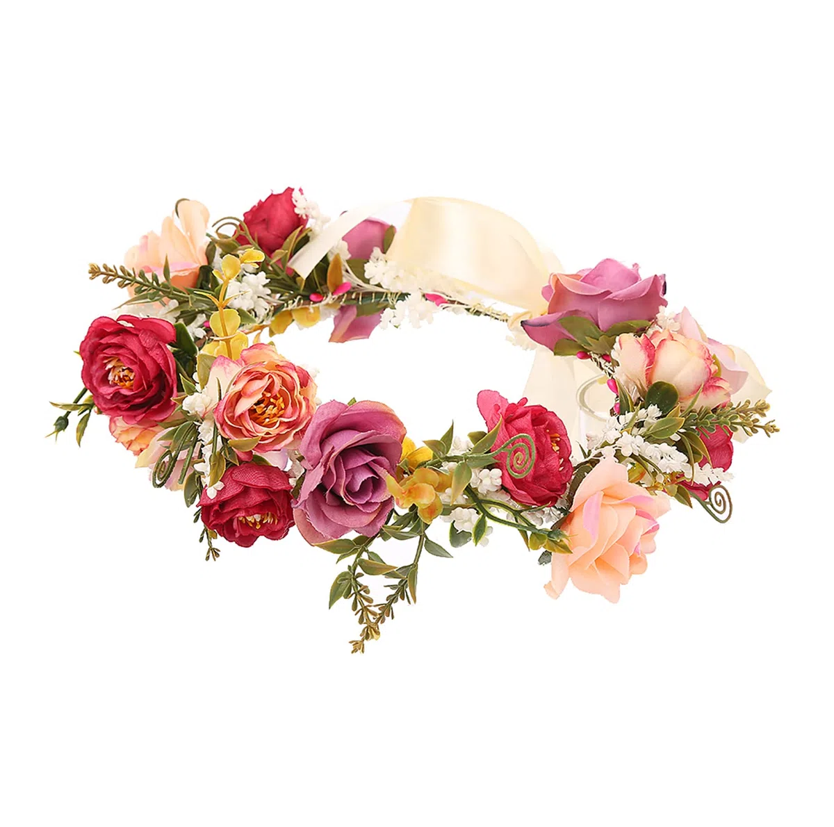 Boho Blumenkrone Blumenkranz Haarband Haarband mit Schleife Hochzeit Festival Party