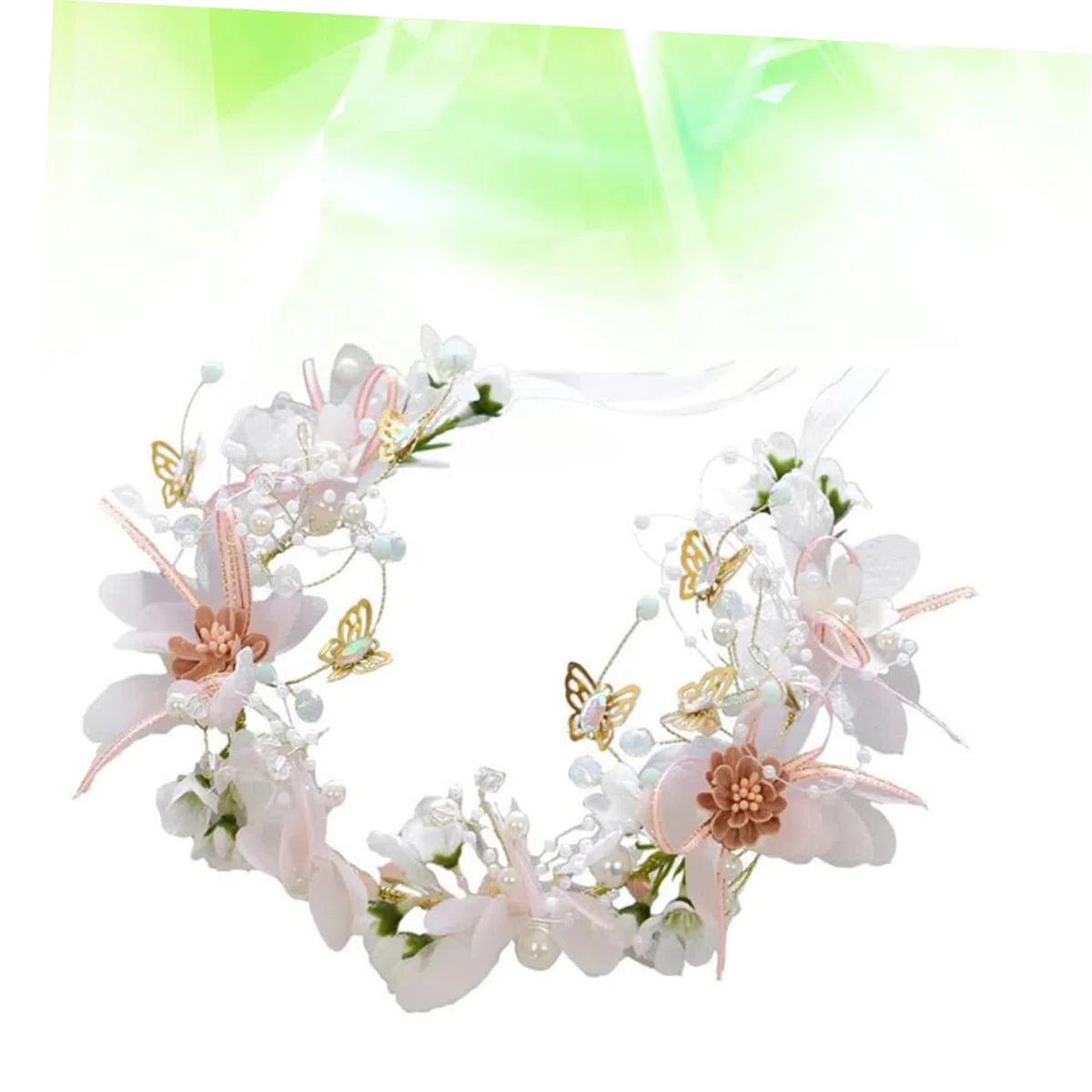 DOITOOL 3stücke Blumenkranz Haarschmuck Mit Perlen Und Schleife Elegant Und Leicht Für Hochzeiten Partys Und Besondere Anlässe Blumenschmuck Für Bräute Und Feiern