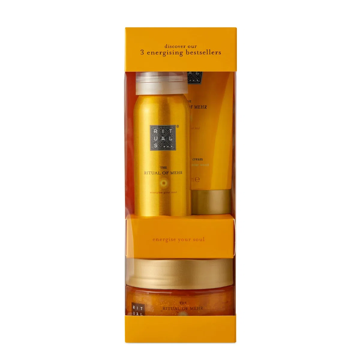 RITUALS Geschenkset von The Ritual of Mehr, Probiergröße – Mit Süßorange und Zedernholz – Gibt Neue Energie und Belebt mit Vitamin C, 1 Set.