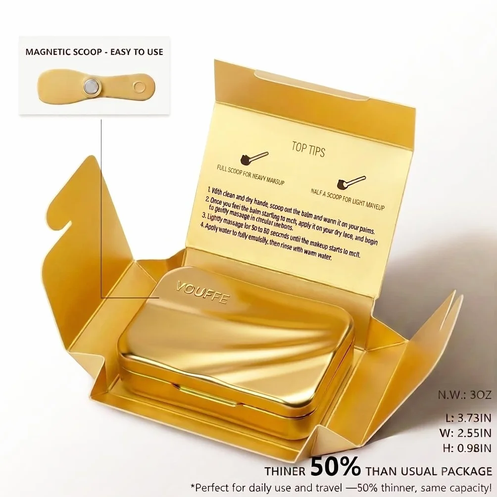 Vitamin E Reinigungsbalsam, ölbasierter Make-up-Entferner-Balsam, feuchtigkeitsspendend, saubere Schönheit, vegan, schlanke Metalldose mit magnetischem Spatel, geeignet für alle Hauttypen, den