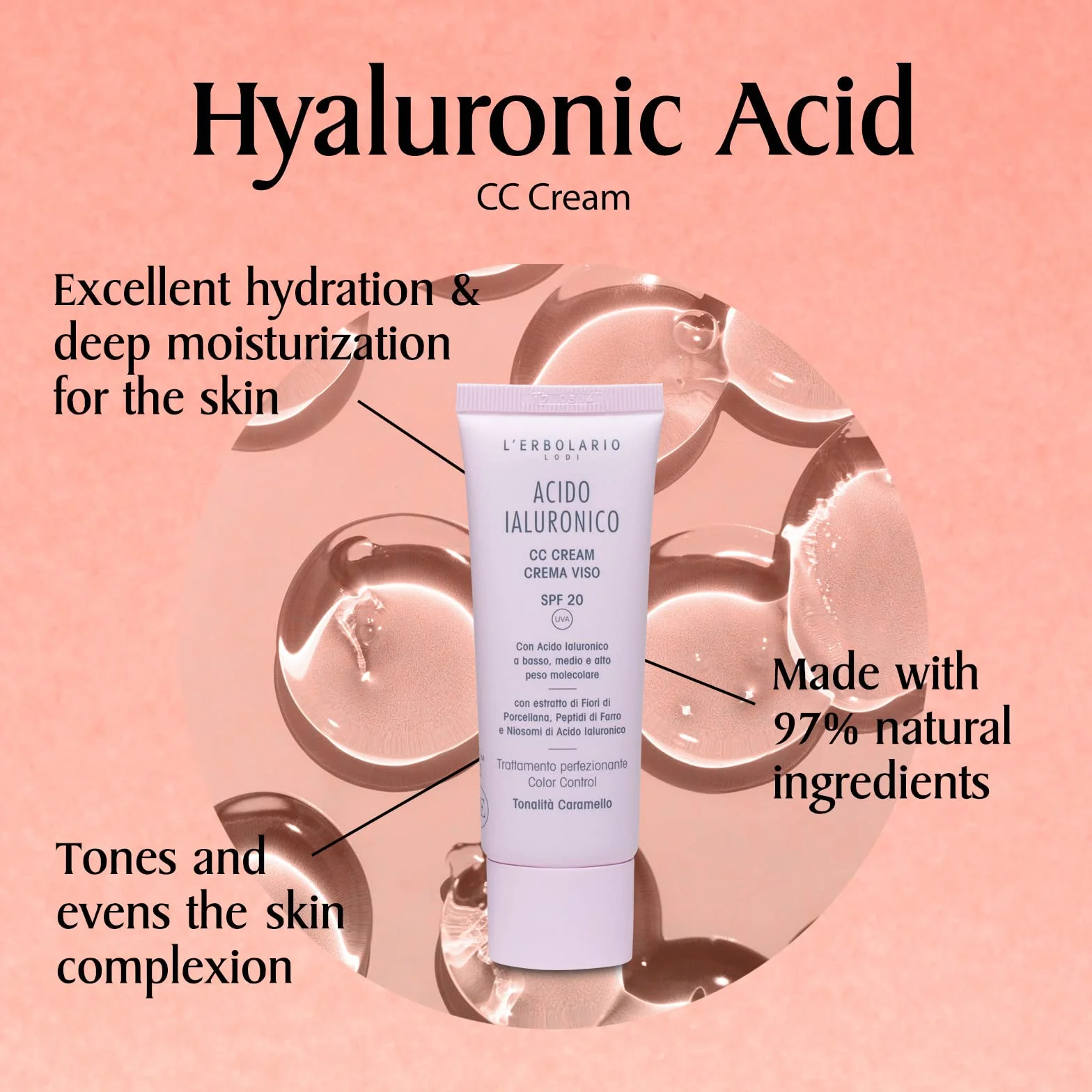 L'ERBOLARIO - HYALURONSÄURE CC CREME SCHATTIERUNGEN' KARAMELL SPF 20