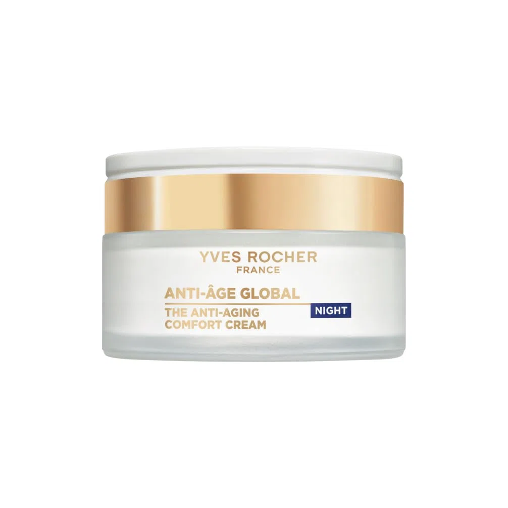 Yves Rocher ANTI-AGE GLOBAL Set für intensive Regeneration: Verschönernde Tagespflege (50 ml) & Komfort-Nachtpflege (50 ml) mit Gold-Achillea – Regeneriert, Strafft & Bekämpft Zeichen der Hautalterung