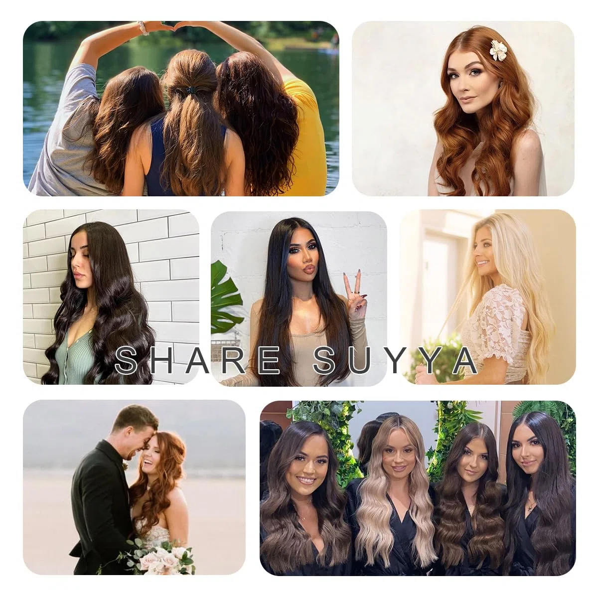 SUYYA Clip in Extensions Echthaar, Salon Remy Menschenhaar Extensions Echthaar Gerade Glatt Chthaar Extensions Clip Doppelt Genäht 14 Zoll 35cm 7 Stück 70G #2 Dunkel Braun
