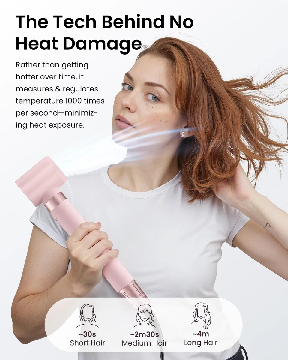 MESCOMB 5 in 1 Hairstyler Set, 110.000 U/min High-Speed Airstyler mit Ionen Haartrockner, Lockenstab & Volumenbürste