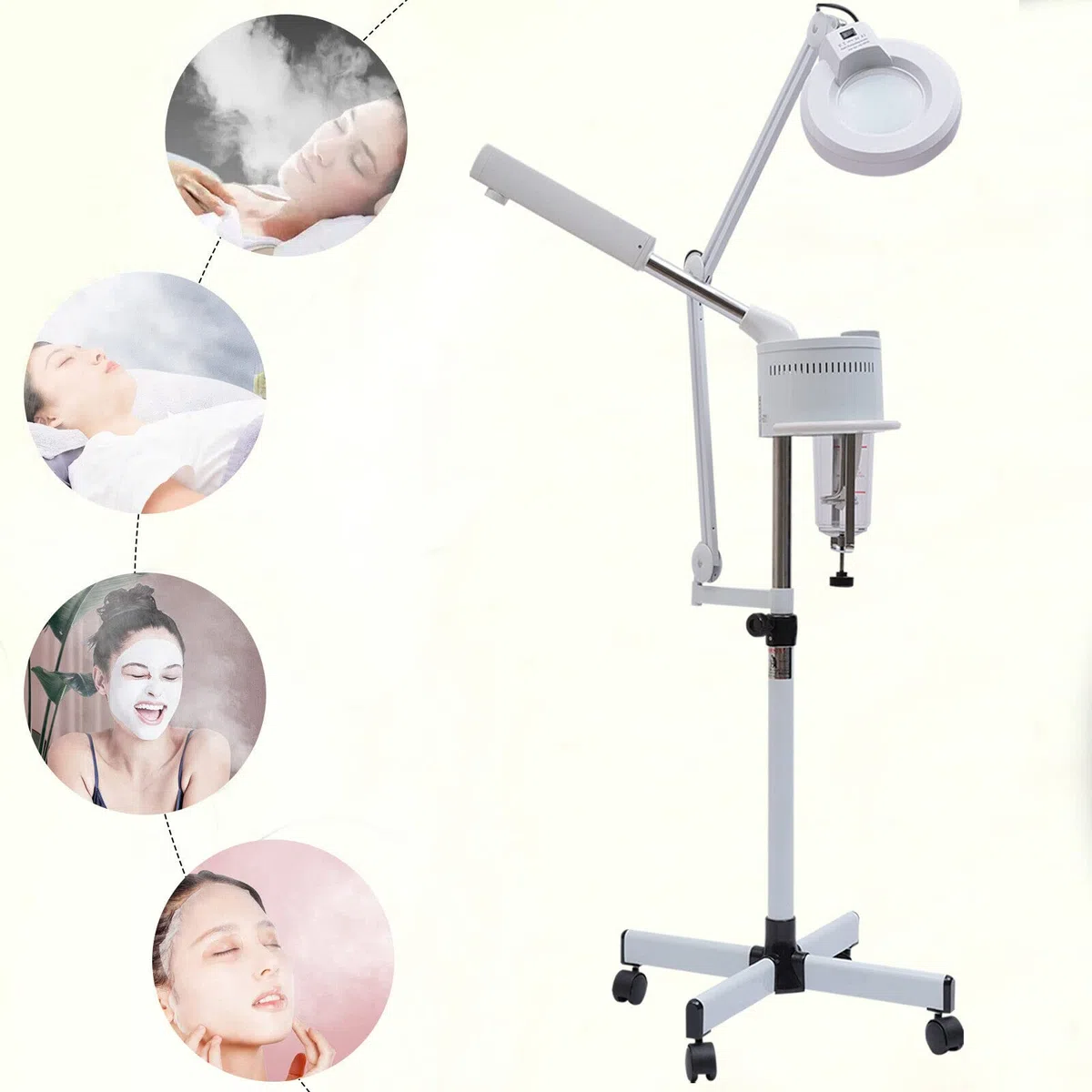 Ozon Bedampfer 2 in 1 Kombigerät Bedampfer ​Lupenleuchte Lampe 5-fache Vapozon Ozon Streamer