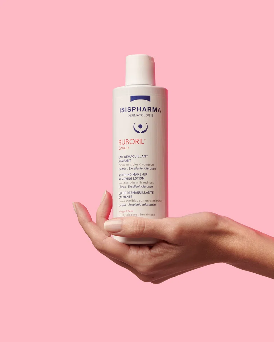 Isispharma Ruboril Lotion Beruhigende Reinigungsmilch 250 ml - Empfindliche Haut Alle Arten von Rötungen - Ohne Spülung - Unparfümiert - Gesicht Und Augen - Frankreich