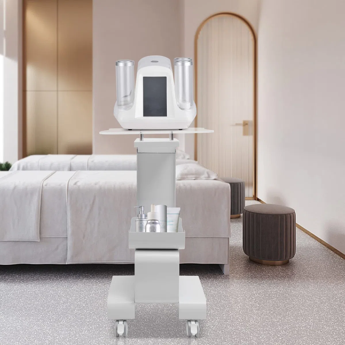 Kosmetikwagen, Salonwagen Tragbar Beauty Salon Trolley mit Rollen & Ablagefach, Salon SPA Rollwagen für Schönheitsinstrument
