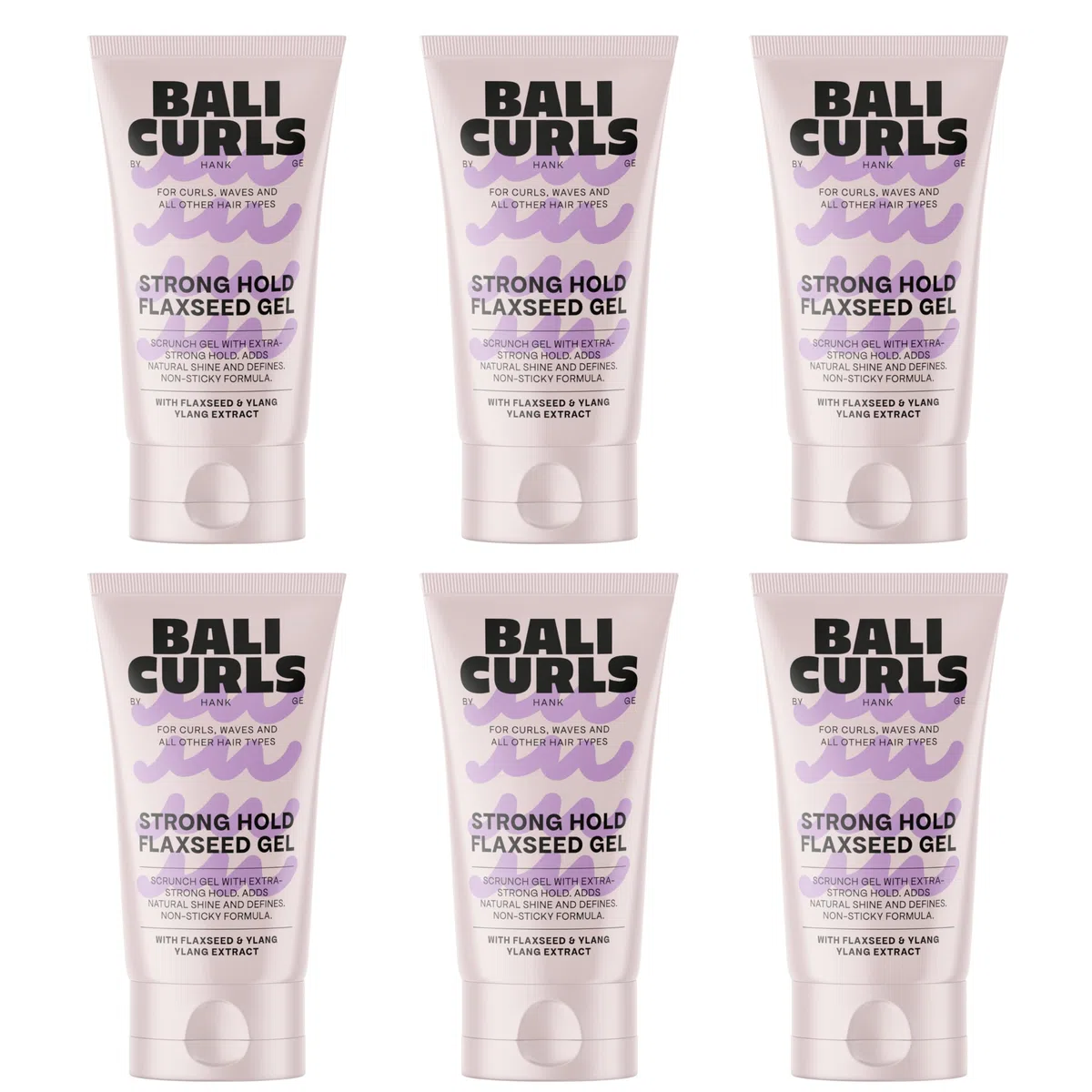 BALI CURLS Strong Hold Flaxseed Gel 6x150ml – Extra starkes Scrunch-Gel für definierte Locken – Langanhaltender Halt & natürlicher Glanz – Curly Method geeignet