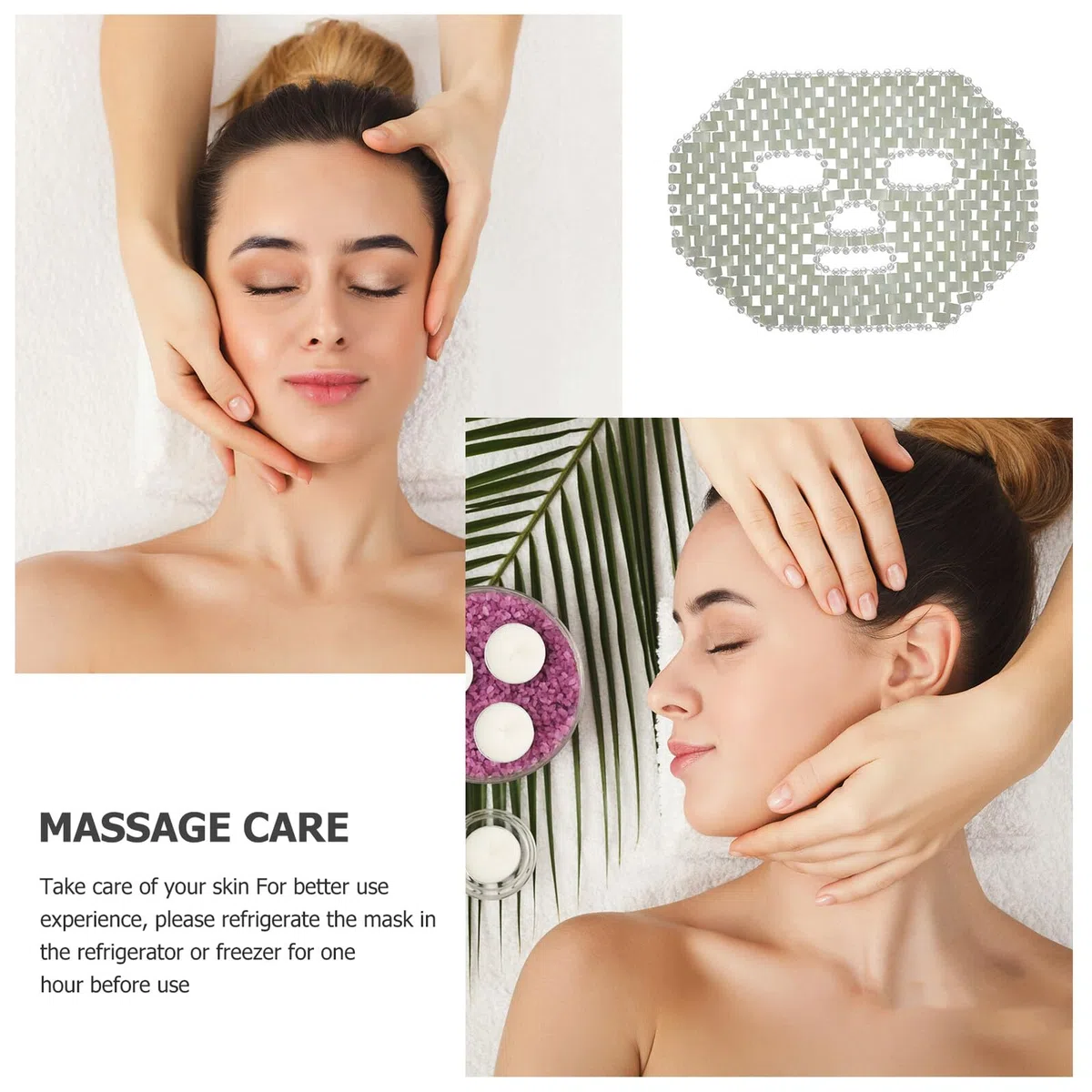 Jadestein Gesichtsmaske aus Jade für Hautpflege und Massage | Augenpartie als Separateinheit, Konturierte Passform, für Zuhause der Tasche