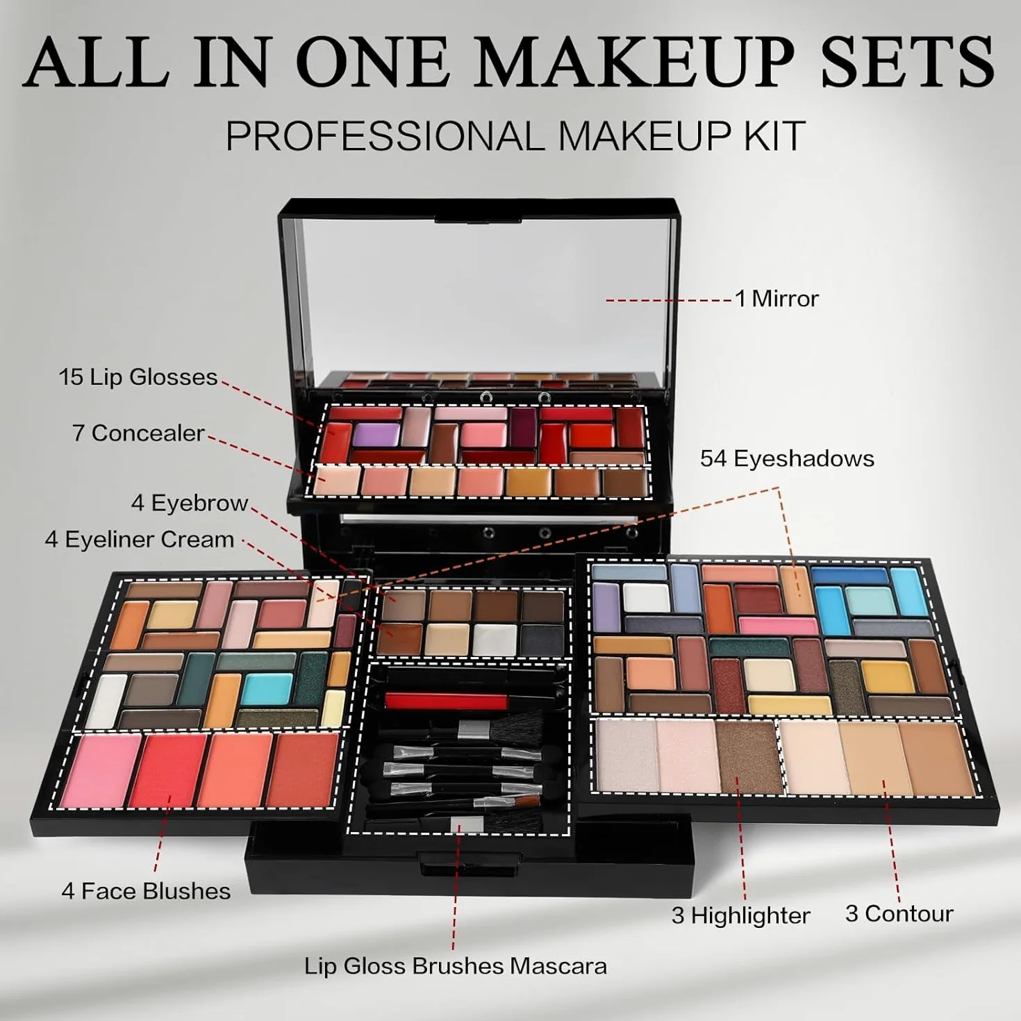 Professionelles Make-up-Set für Frauen, komplettes Set