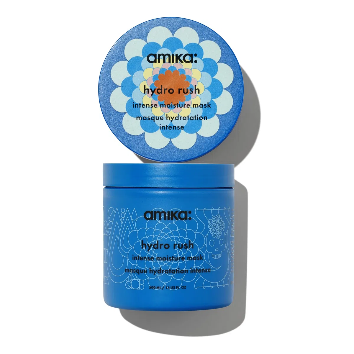 amika hydro rush intense moisture hair mask - Hydrating hair care for dry + textured strands - deep conditioner enriched with hyaluronic acid + squalane - provides long-lasting hydration (500ml)