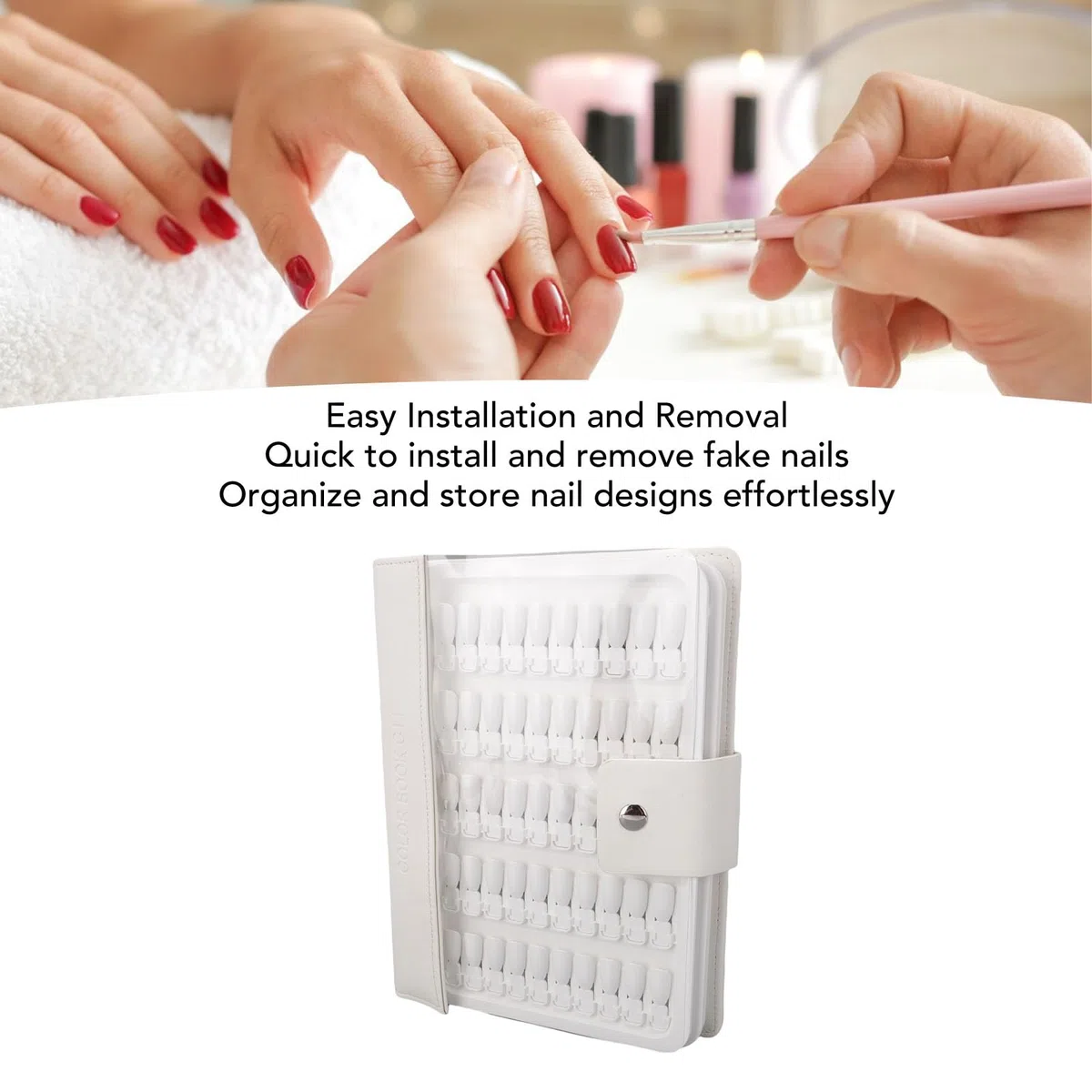 150 Farben Nagellack Ausstellungsbuch, Professionelles Nagelfarbe -Probenkartenbuch mit Weißen Falschen Nagel -Tipps, PU -Lederportfolio für Nagel Salon, DIY Art Manicure