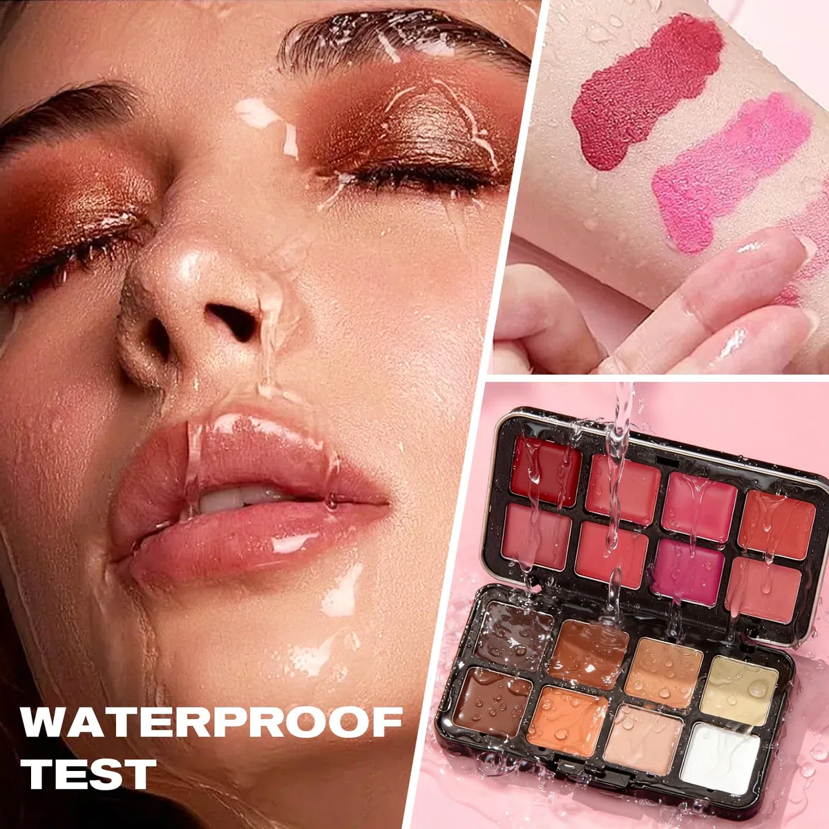 All-in-One-Make-up-Palette mit 16 Farben (wasserdicht): Highlighter, Concealer, Lidschatten und Rouge. Falten- und schweißresistent für makellosen Glanz