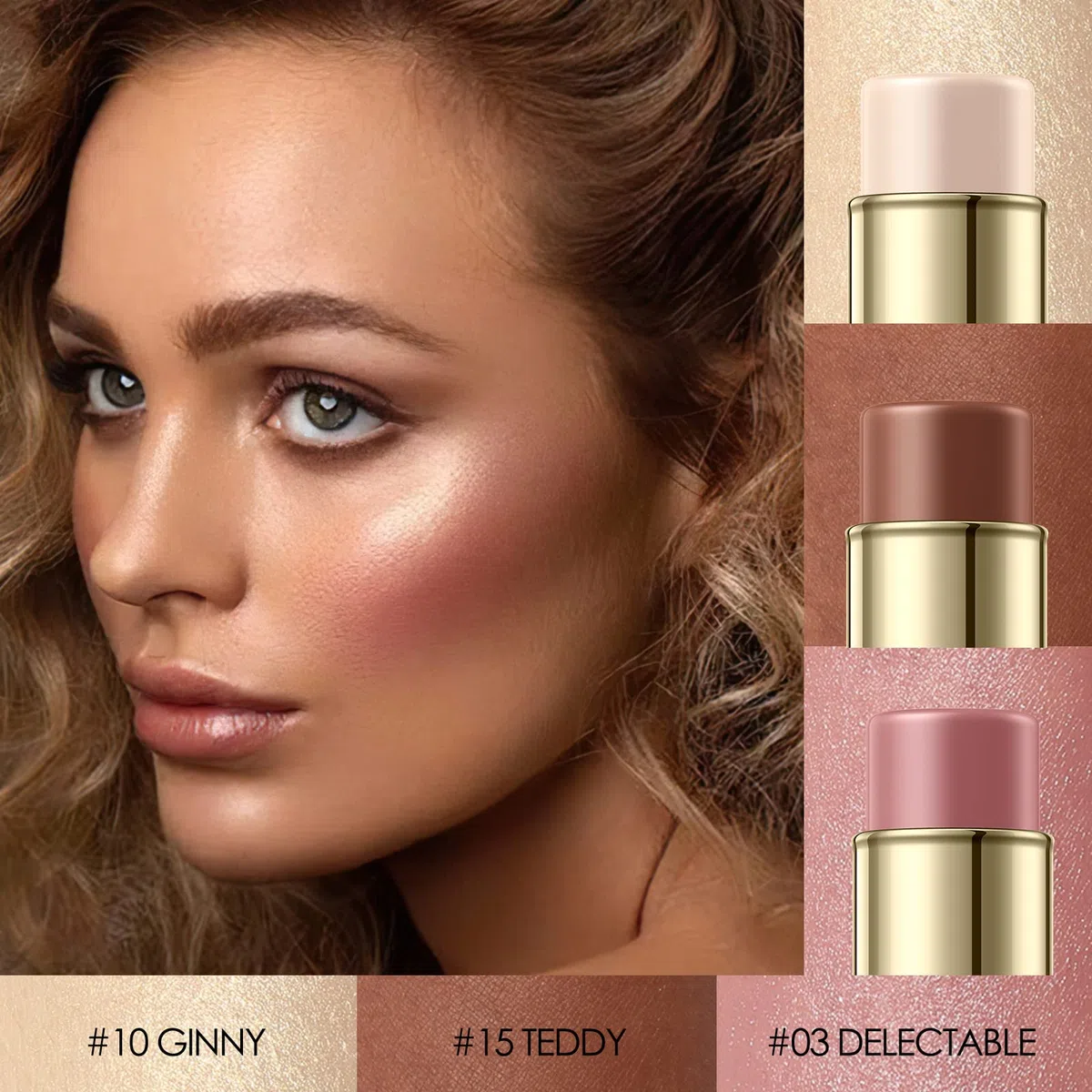 FALOCUTUS 3-teiliges neutrales Konturen-Stift-Set, Creme-Rouge und Highlighter-Stift, langanhaltender und glatter natürlicher Gesichtskontur-Leuchter, professionelles Make-up-Set für alle Haut