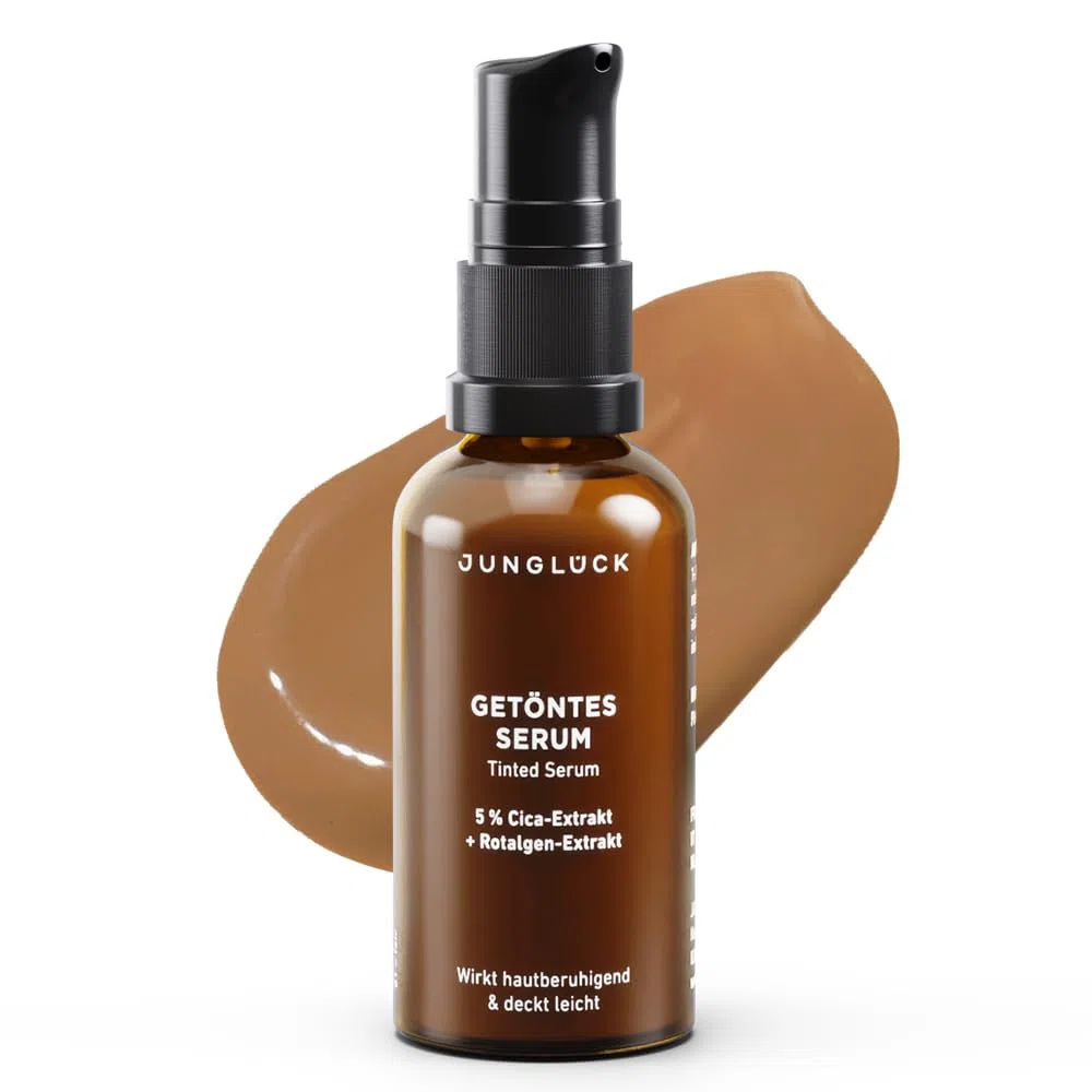 JUNGLÜCK Getöntes Serum Gesicht – Vegan | Pflegende Foundation mit Hyaluron | Gesichtsserum für einen natürlichen No-Make-Up Look mit leichter Deckkraft für einen gleichmäßigen Teint - Mittel