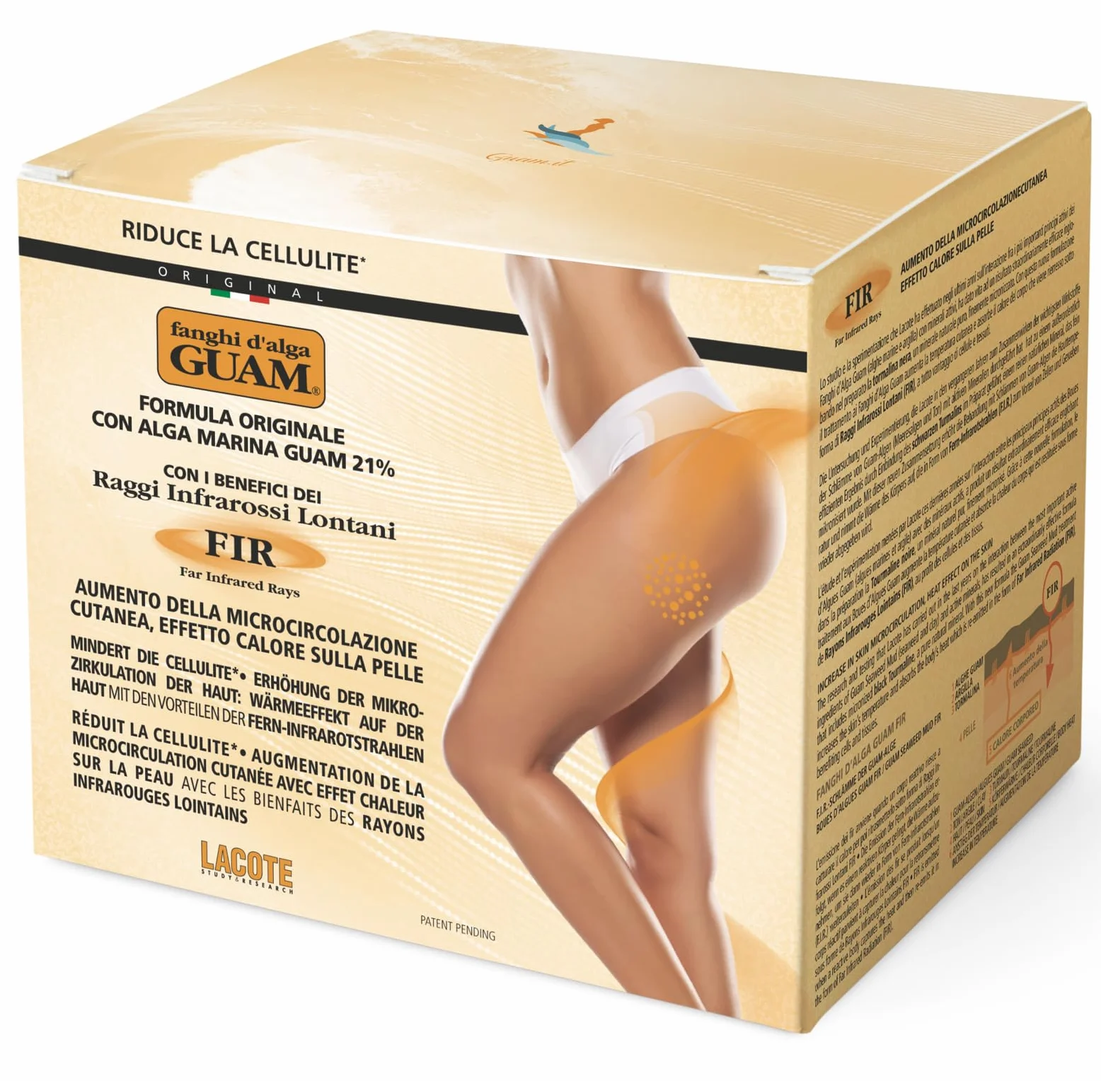Guam, Algenfango Guam FIR, reduziert Cellulite und Adipositas, mit Turmalin für die Vorteile von Ferninfrarotstrahlen, Aktivwärme auf der Haut, Made in Italy, 500g Packung