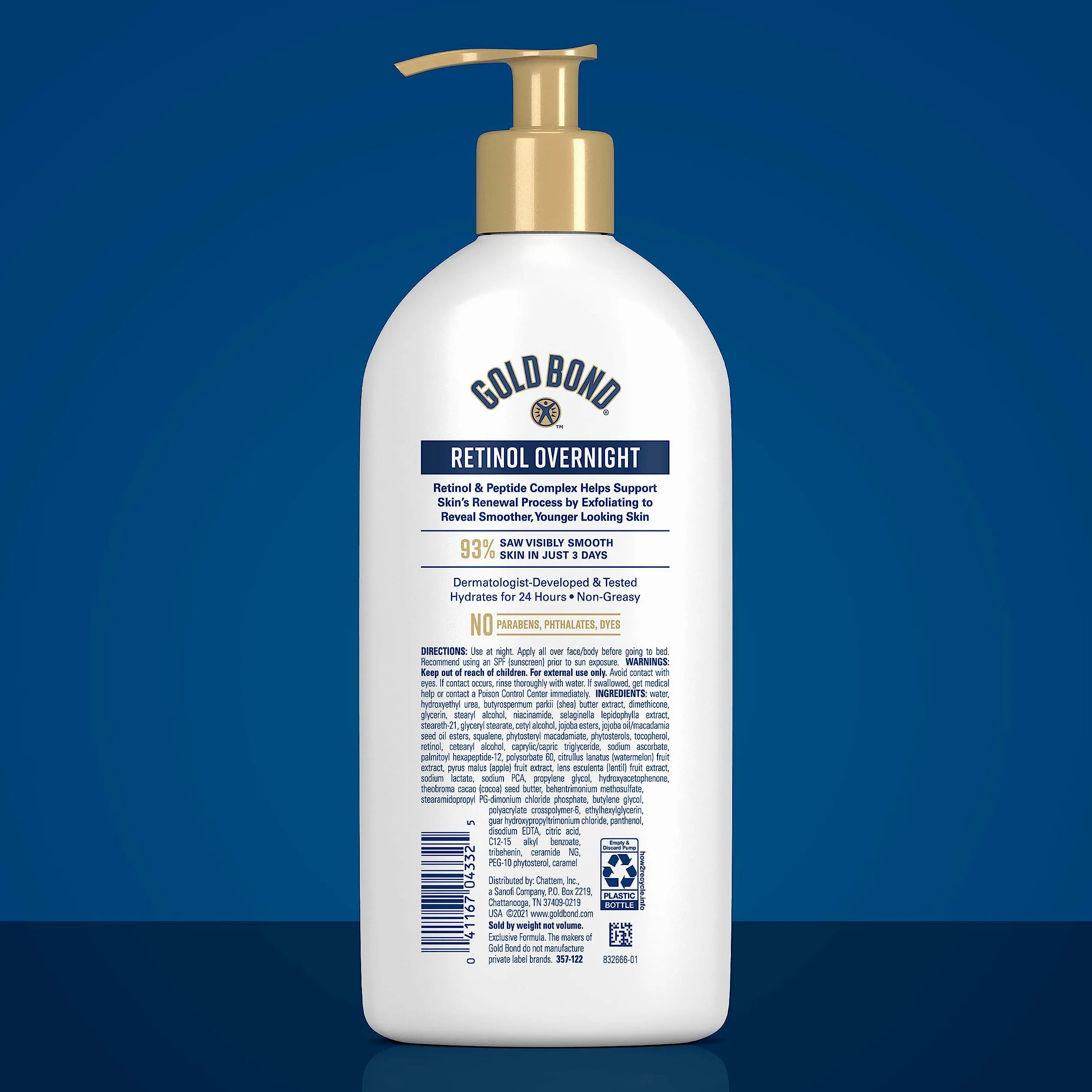 Gold Bond Age Renew Retinol Overnight Body & Face Lotion, mit Retinol & Peptid-Komplex, 370 ml
