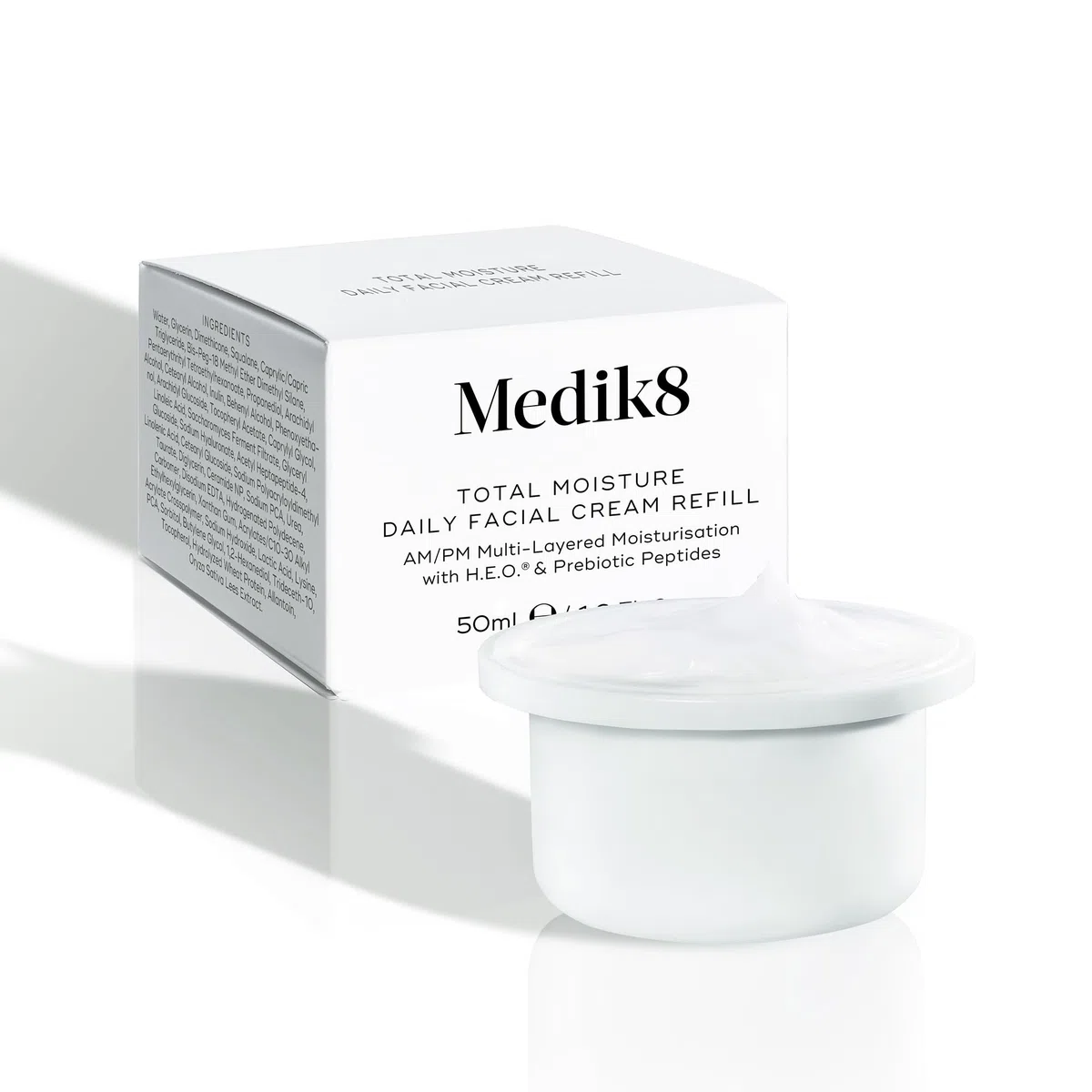 Medik8 Total Moisture Daily Facial Cream Refill Pod Hyaluronsäure Feuchtigkeitscreme, Tag und Nacht Gesichtscreme, klinisch erwiesene sofortige & dauerhafte Feuchtigkeitspflege - parfümfrei - 50 ml