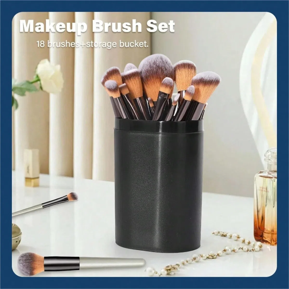 Make-up-Pinselset 18er-Pack Make-up-Pinsel-Set, Kunststoff-Aufbewahrungseimer, komplettes Set Gesichts- und Augenpinsel, Beauty-Tools mit weichen Borsten