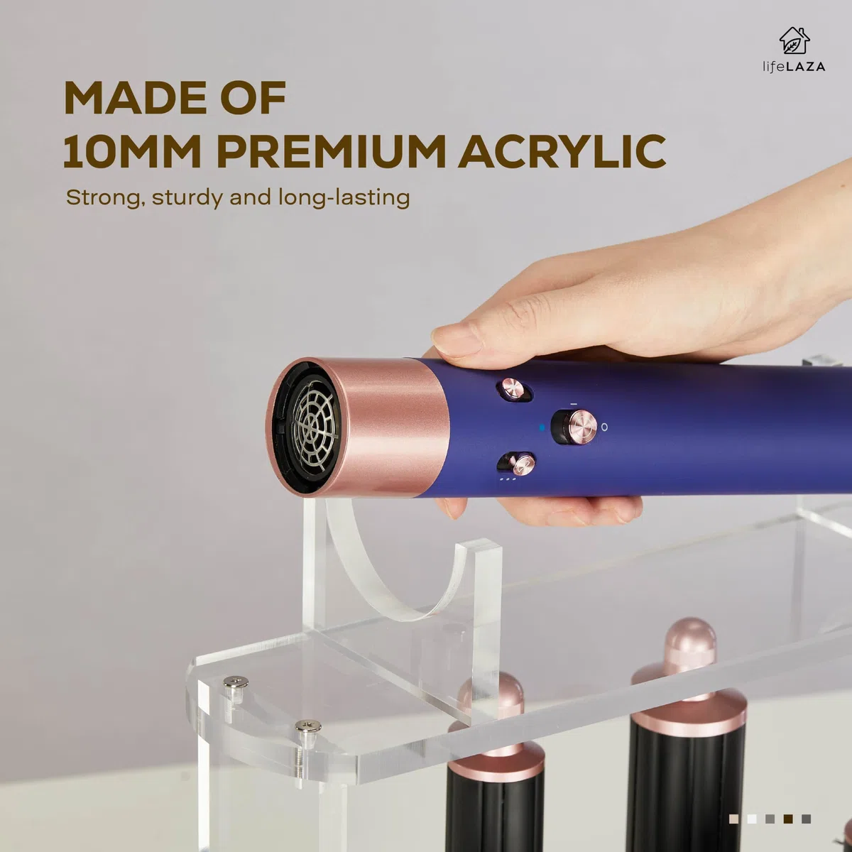 LifeLAZA Acryl-Halter und Organizer, kompatibel mit Airwrap von Dyson und Airwrap-Aufsätzen, Airwrap-Ständer, Arbeitsplatten-Airwrap-Styler-Gestell, kompatibel mit Airwrap-Zubehör