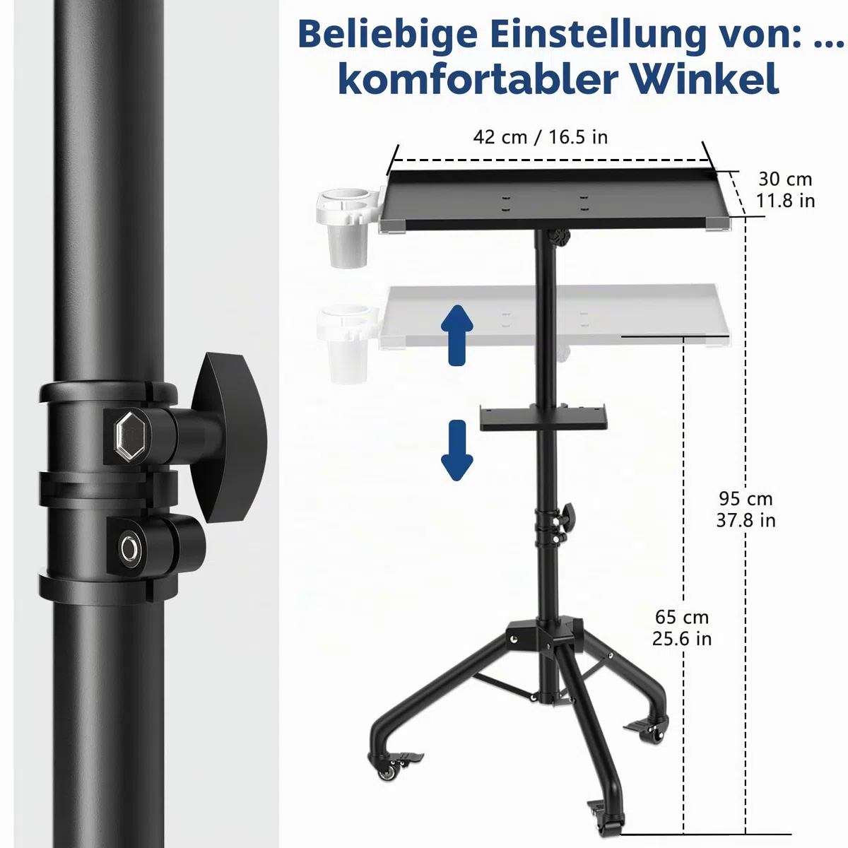 ZHOOGE Salon-Tablett auf Rädern höhenverstellbar 360-Grad stummes Universalrad für Tattoo Spa Zahnarzt